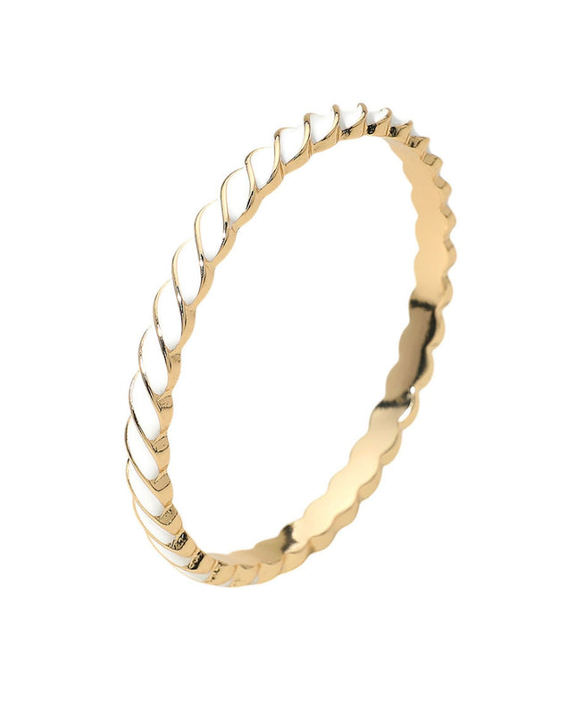 Enamel Inlay Twisted Hinged Bangle Bracelet
