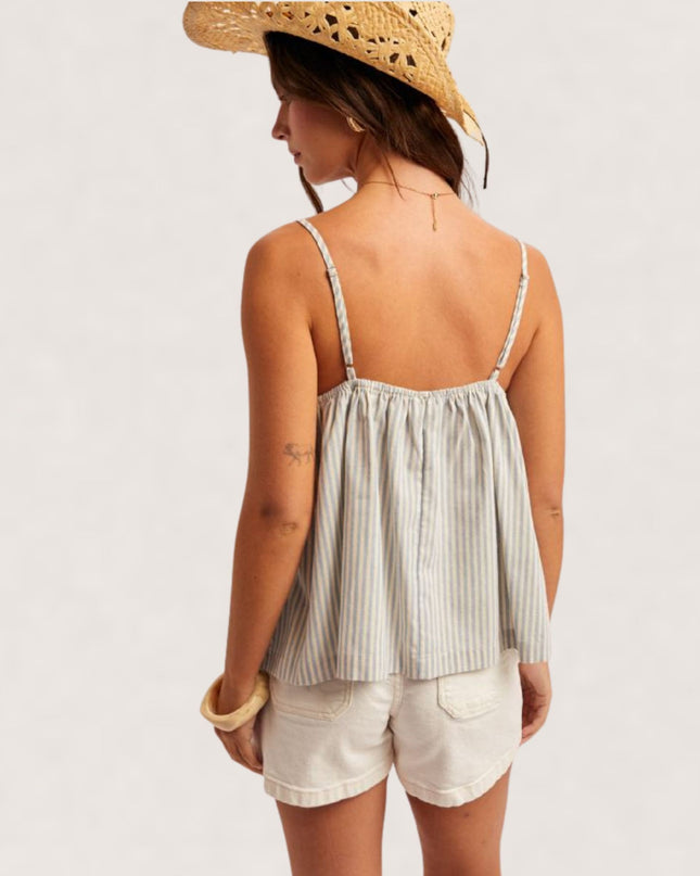 Ruffle Detail Striped Cami Top