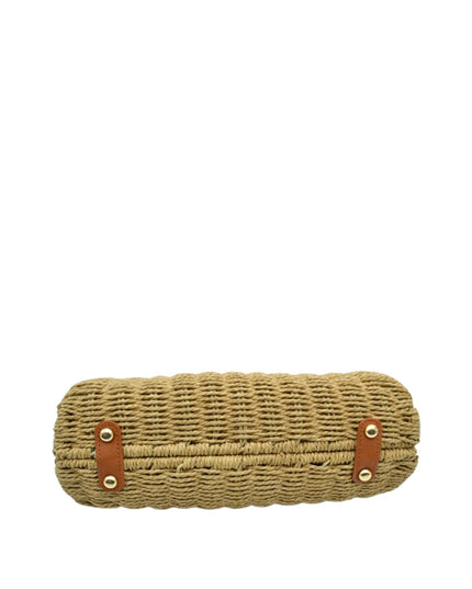 Round Handle Twist Closure Straw Bag