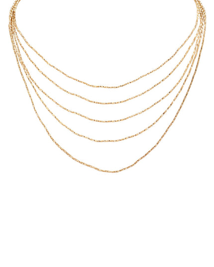 Multi Layered Brass Chain Necklace