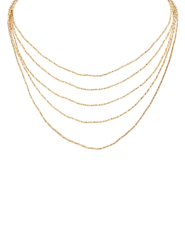 Multi Layered Brass Chain Necklace