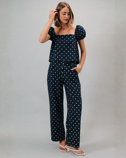 Polka Dot Denim Jeans