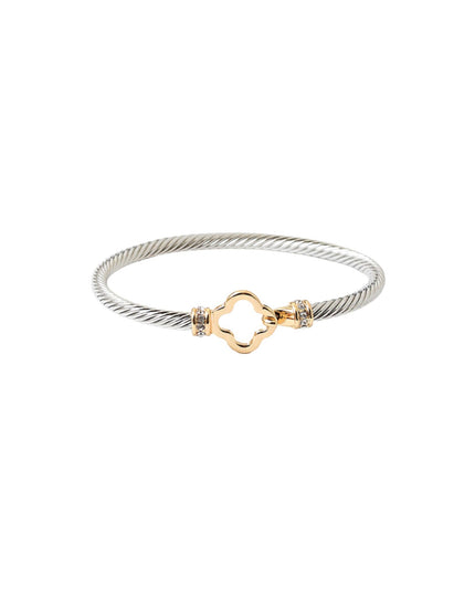 Two Tone Clover Twisted Metal Hook Bracelet