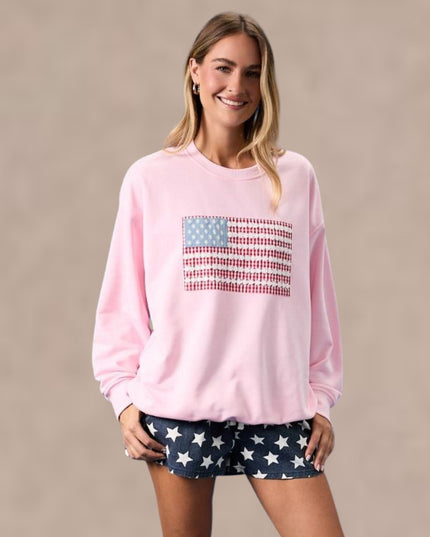 American Flag Crew Neck Sweatshirt