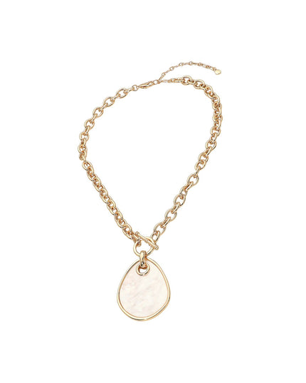Geometric Teardrop White Shell Pendant Toggle Clasp Necklace