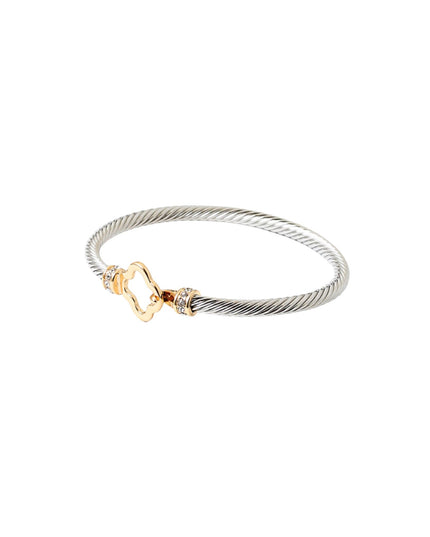 Two Tone Clover Twisted Metal Hook Bracelet