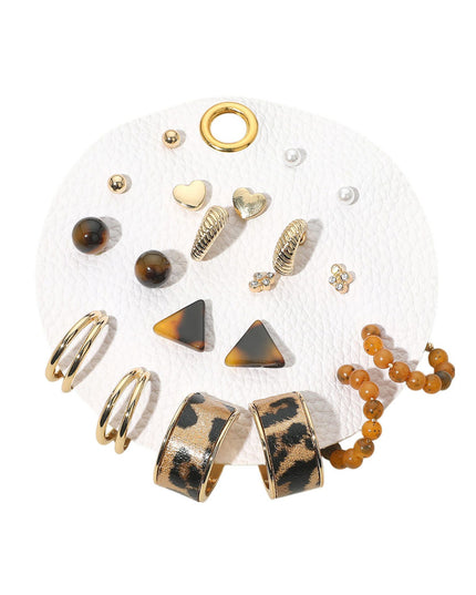 Hoops Brown Stud Pearl 10 Earring Set