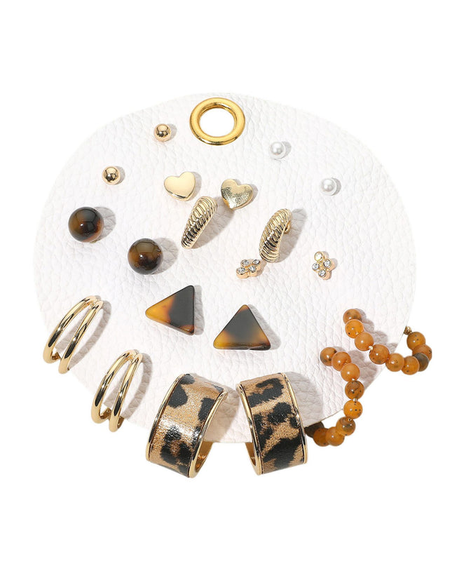 Hoops Brown Stud Pearl 10 Earring Set