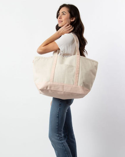 Nautical Large Tote Name and 4 Icons Personalized Canvas Bag