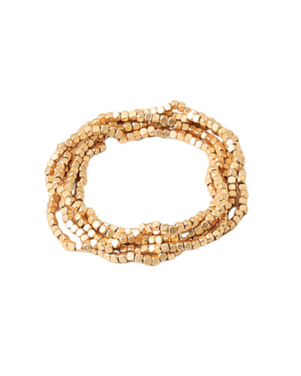 Metal Square Cube Beaded 5 Bracelet Set
