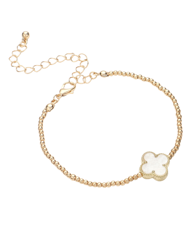 Quatrefoil Metal Ball Beaded Bracelet
