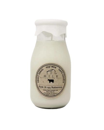 Suck It Up Buttercup Milk Bottle Candle