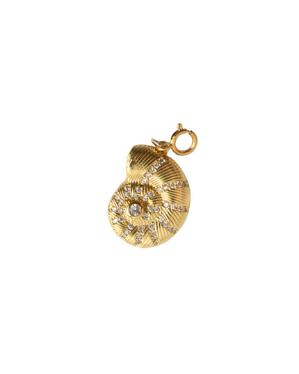 Spiral Shell Crystal Stone Gold Metal Charm