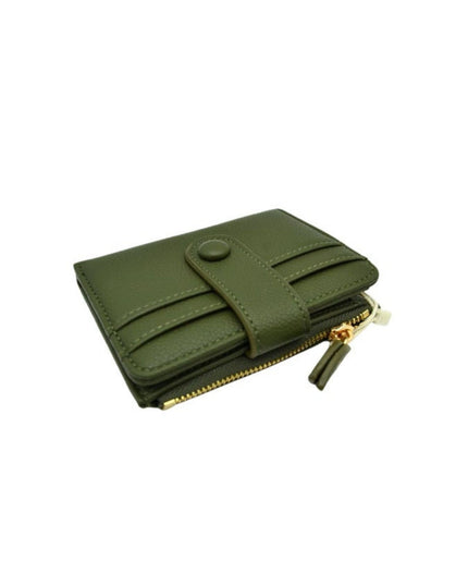 Zipper Button Card Holder Wallet