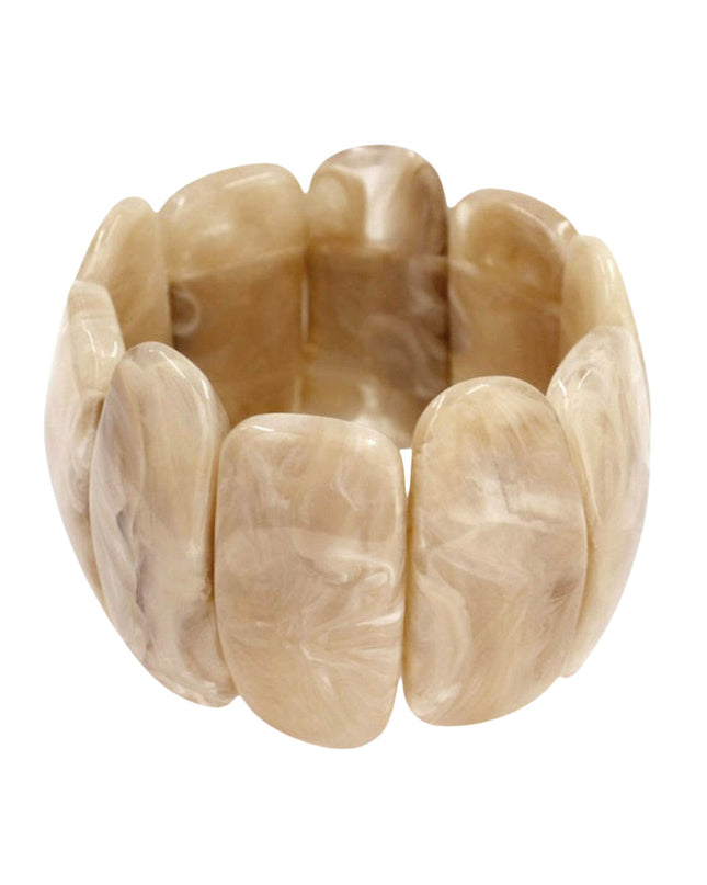 Wide Oval Marbled Stretch Statement Bracelet