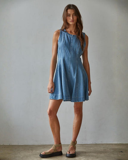 Twiggy Denim Sleeveless Mini Dress