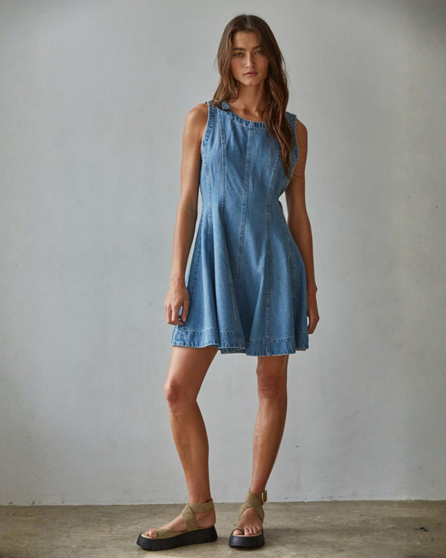 Twiggy Denim Sleeveless Mini Dress