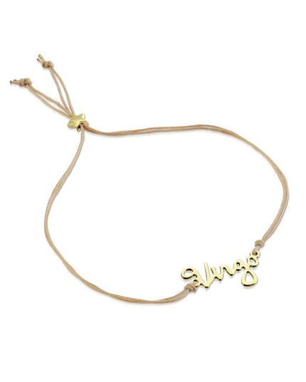 Zodiac Gold Scripted Adjustable Cord Bracelet