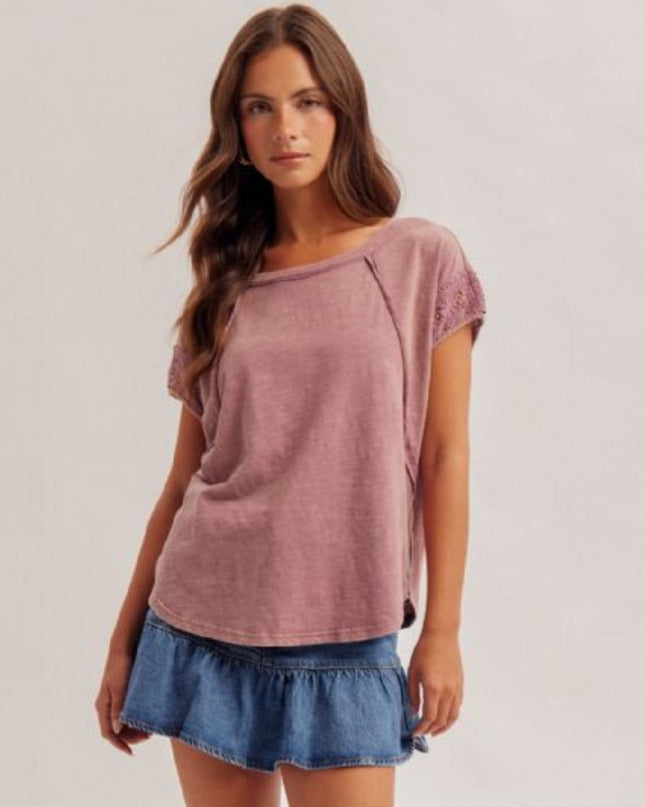 Crochet Lace Short Sleeve Top