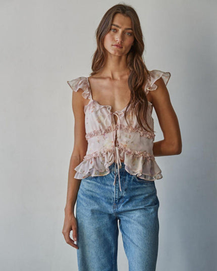 Arianne Floral Tiered Ruffle Cami Top