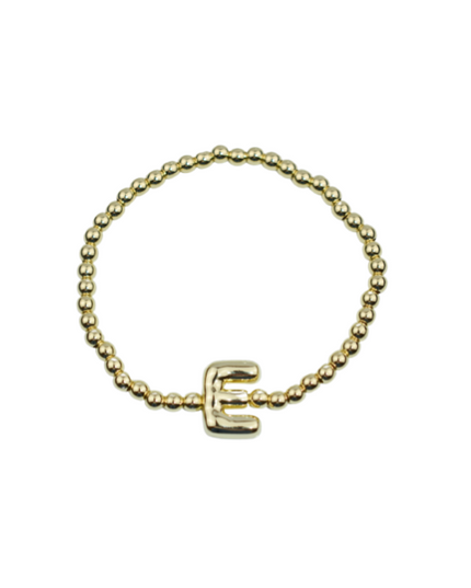 Bubble Initial Ball Gold Stretch Bracelet