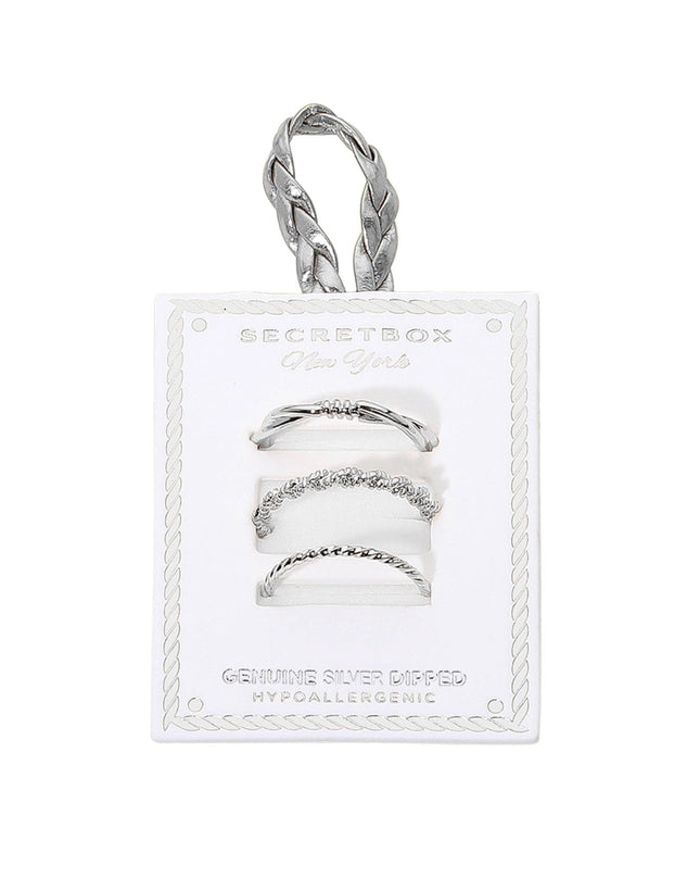 Textured Curved Thin 3 Ring Set