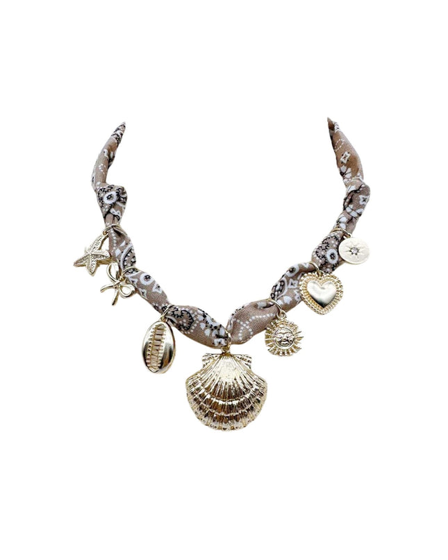 Brown Scarf Shell Sea Life Charm Necklace
