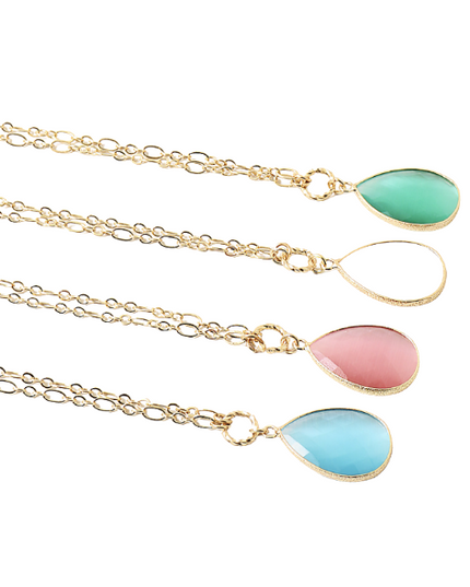Teardrop Stone Gold Chain Necklace