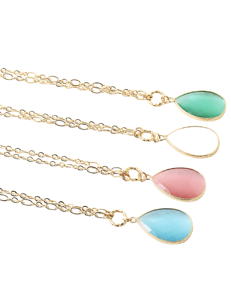 Teardrop Stone Gold Chain Necklace