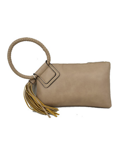 Braided Circle Handle Clutch Bag
