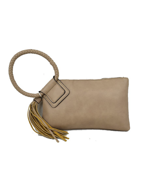 Braided Circle Handle Clutch Bag