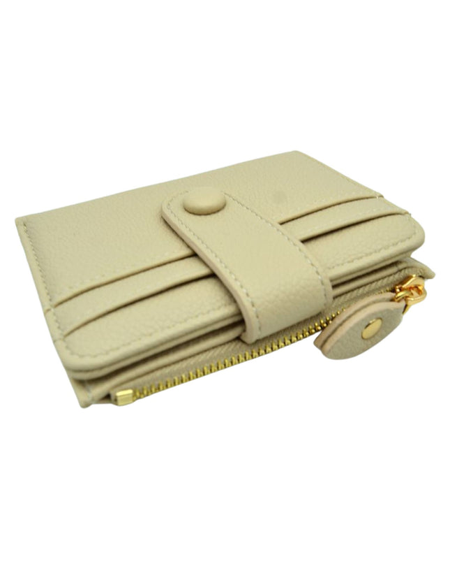 Zipper Button Card Holder Wallet