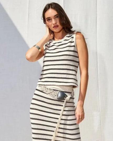 Crochet Striped Sleeveless Top
