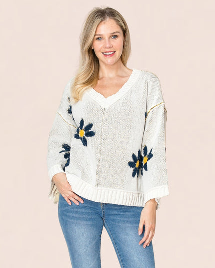 Daisy Soft Knit V Neck Bell Sleeve Sweater