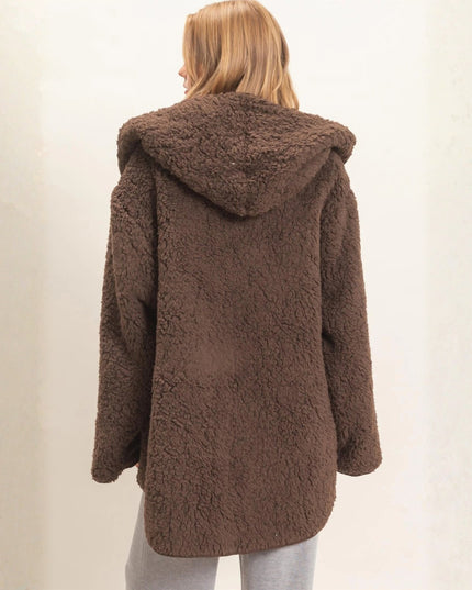 Hooded Open Sherpa Jacket