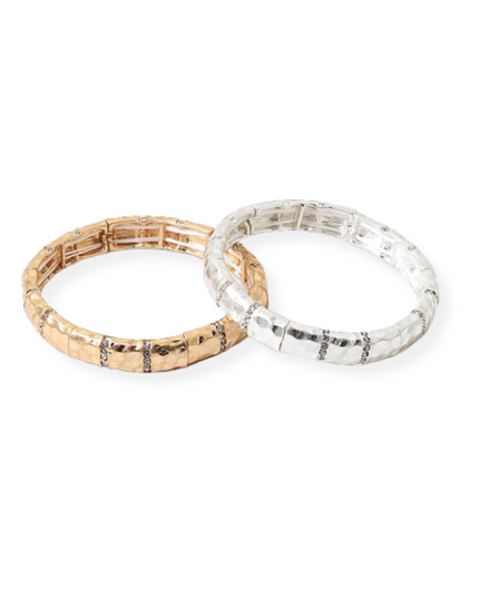 CZ Line Metal Stretch Bracelet