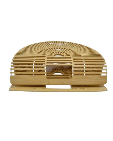 Large Open Bamboo Clutch Half Moon Bag