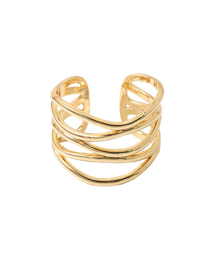 Geometric Lined Wide Cuff Ring