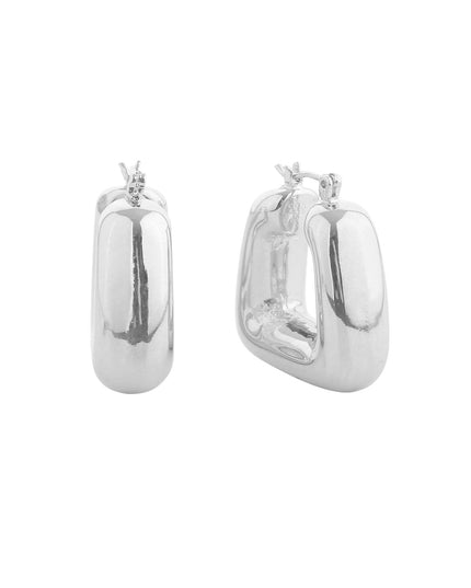 Puffed Square Pin Catch Hoop Earrings
