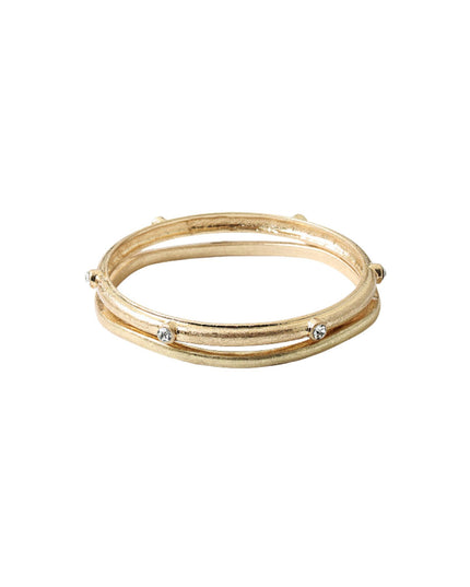 Spaced Crystal Plain Bangle 2 Bracelet Set