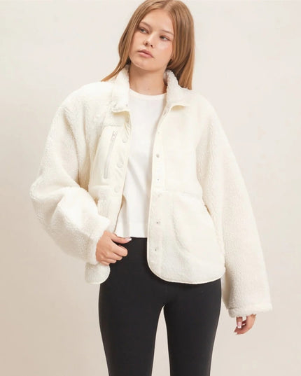 Sherpa Fleece Button Down Jacket