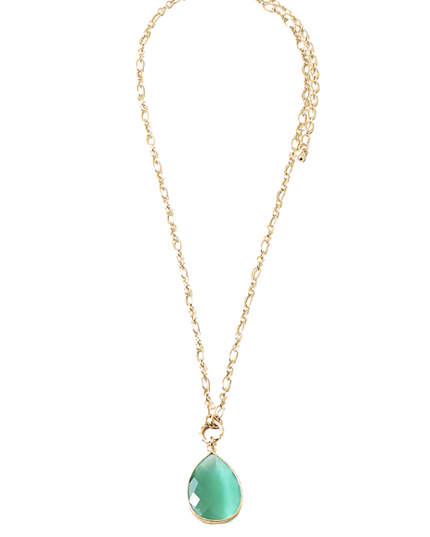 Teardrop Stone Gold Chain Necklace