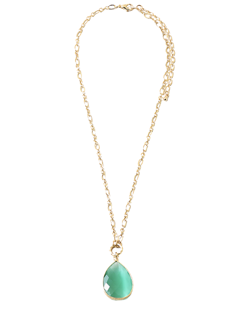 Teardrop Stone Gold Chain Necklace