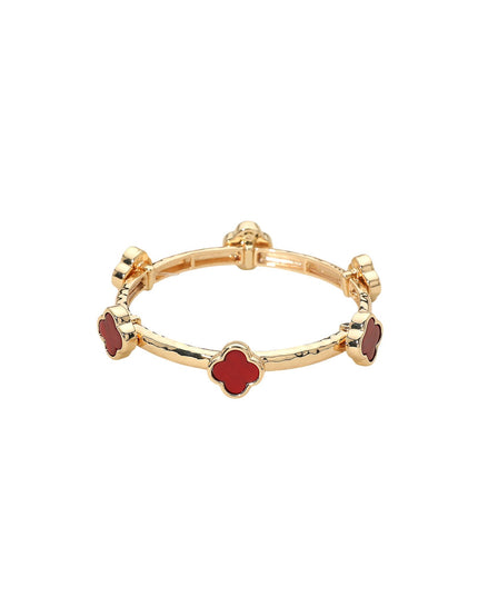 Spaced Clover Gold Stretchable Bracelet