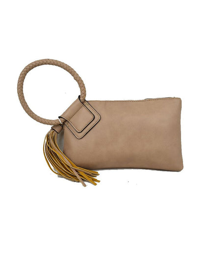 Braided Circle Handle Clutch Bag