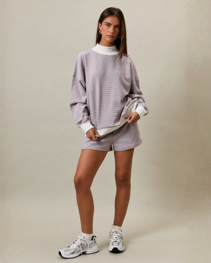 Striped Elastic Tie Waist Mid Rise Shorts