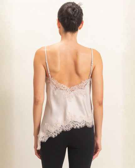Asymmetrical Satin Lace Cami Top