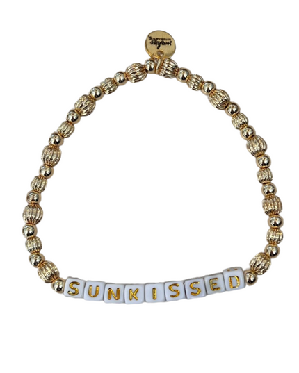 Sunkissed Golden Beaded Letter Block Bracelet