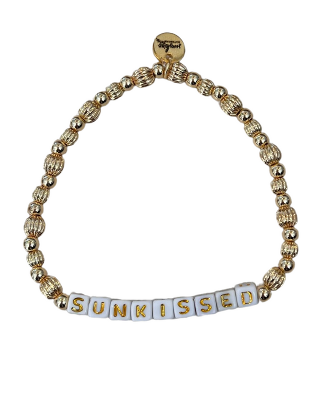 Sunkissed Golden Beaded Letter Block Bracelet
