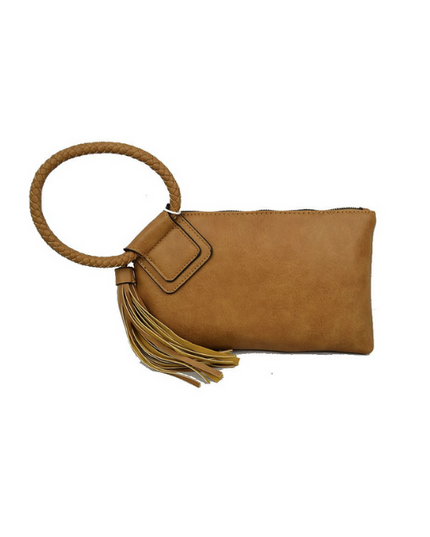Braided Circle Handle Clutch Bag